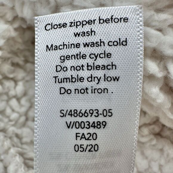 Athleta Fleece Jacket XL Tugga Sherpa Ivory Cream Full Zip Cozy Teddy Pockets - Picture 12 of 15